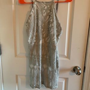Grey lace backless dress